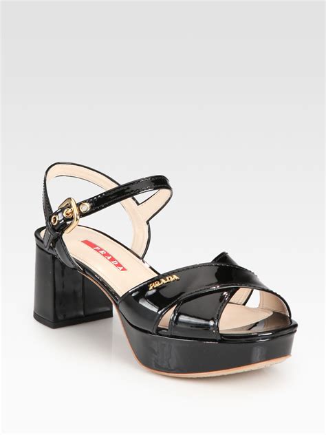 prada platform crisscross sandals|Prada denim sandals.